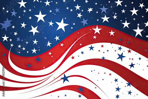 Fototapeta Abstract red white and blue patriotic background created with Generative AI technology