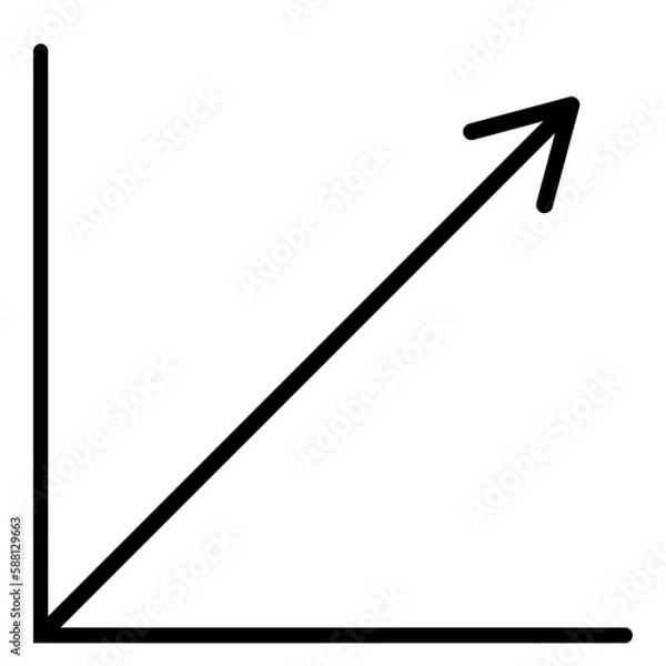 Fototapeta An upward trending diagonal line on a graph, indicating positive growth or increase.