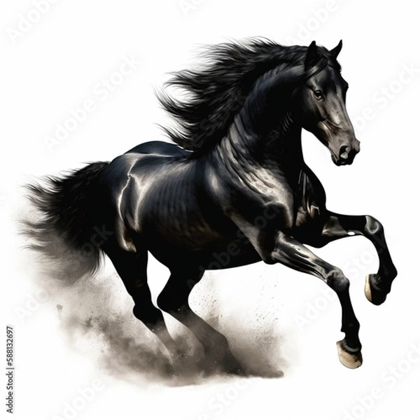 Fototapeta Black Stallion Clipart created by Generative Ai