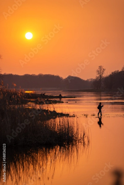 Fototapeta Zachód słońca nad rzeką Odrą / Sunset over the Oder River