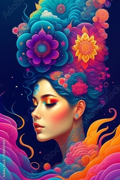 Obraz Flowery face tattoos