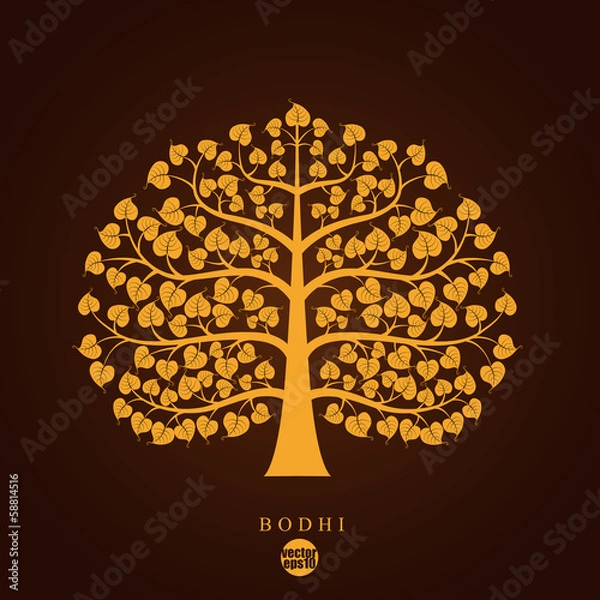 Obraz Złoty symbol drzewa Bodhi, ilustracja wektorowa