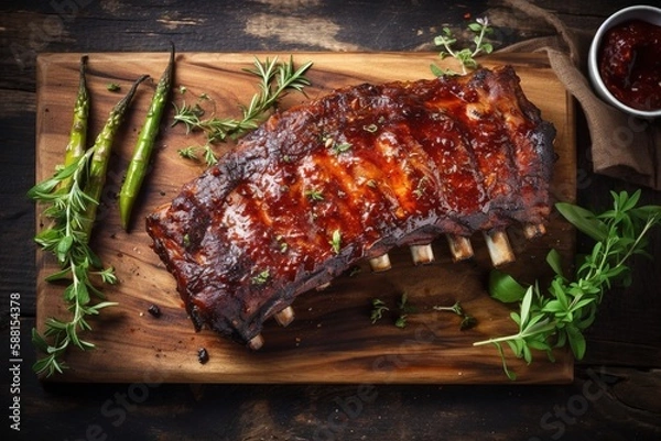 Fototapeta Barbecue spare ribs