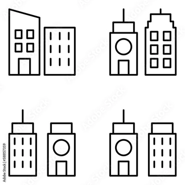 Obraz Buildings Vector Line Icons