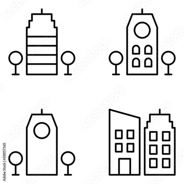 Obraz Buildings Vector Line Icons