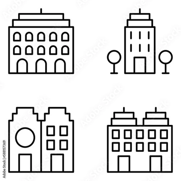 Obraz Buildings Vector Line Icons