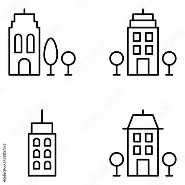 Obraz Buildings Vector Line Icons