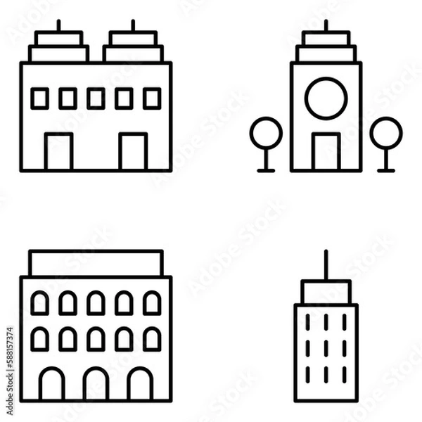 Obraz Buildings Vector Line Icons