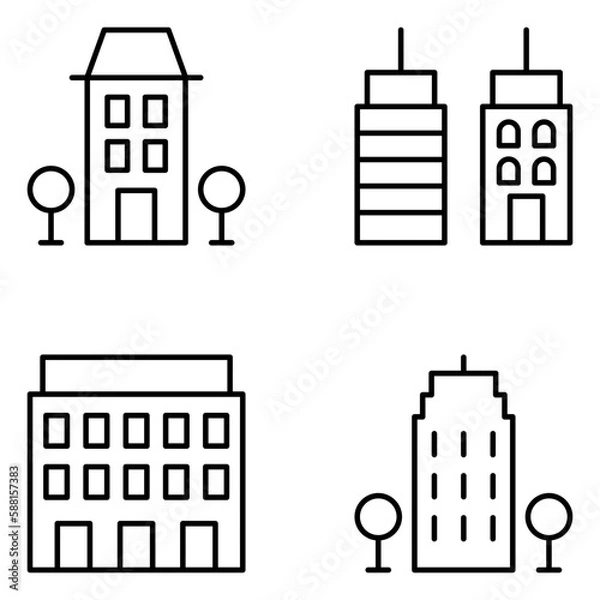 Obraz Buildings Vector Line Icons