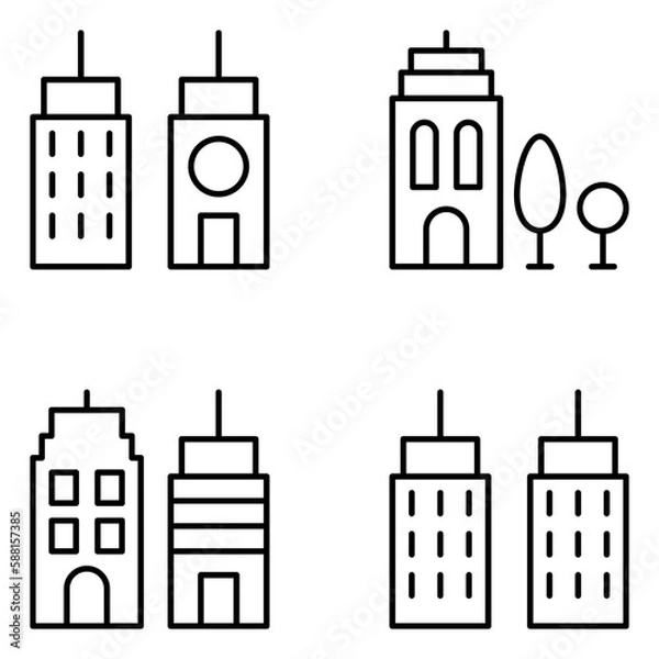 Obraz Buildings Vector Line Icons