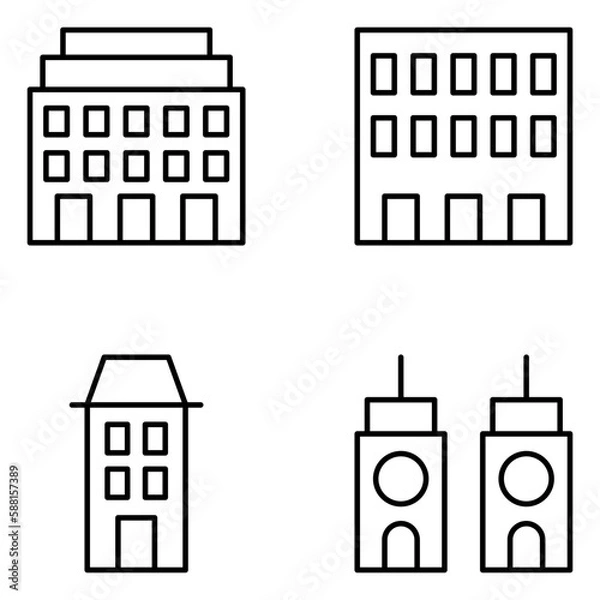 Obraz Buildings Vector Line Icons