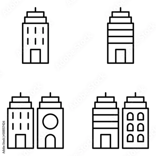 Obraz Buildings Vector Line Icons