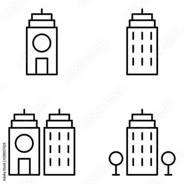 Obraz Buildings Vector Line Icons