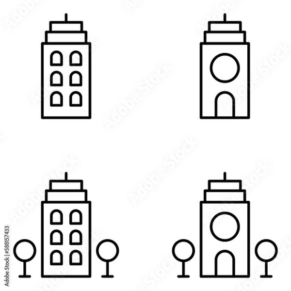 Obraz Buildings Vector Line Icons