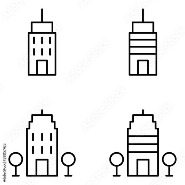 Obraz Buildings Vector Line Icons