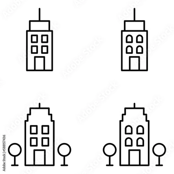 Obraz Buildings Vector Line Icons