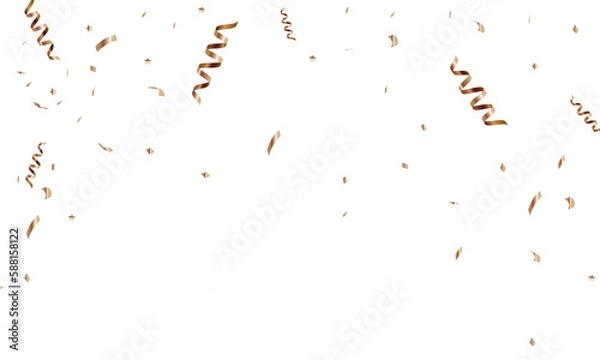 Fototapeta congratulatory background with gold confetti and serpentine. Vector illustration