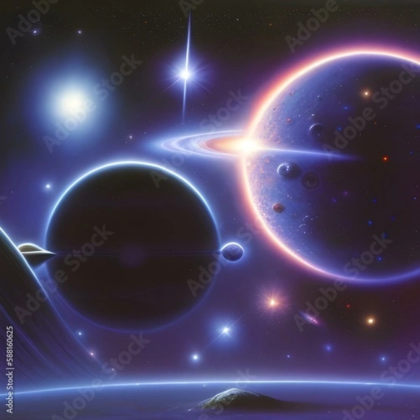 Fototapeta Cosmic space scene lots of color sharp resolution, galaxies, AI generation