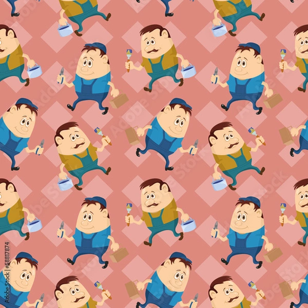 Fototapeta Worker, seamless pattern