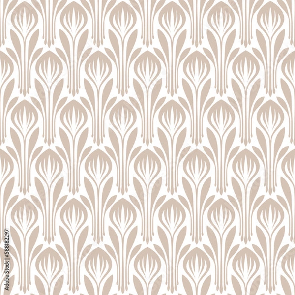 Obraz Ornate Tan Palmette Seamless Vector Repeat Pattern