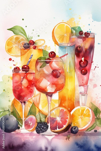 Obraz Summer Drinks - Watercolour