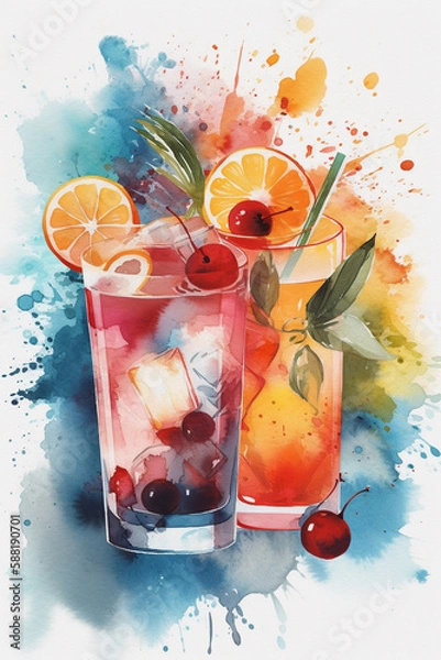 Obraz Summer Drinks - Watercolour