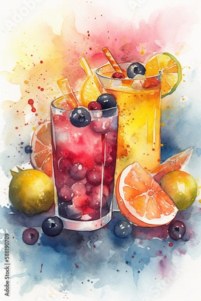Obraz Summer Drinks - Watercolour