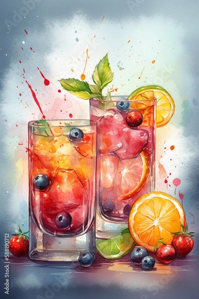 Obraz Summer Drinks - Watercolour