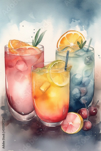 Obraz Summer Drinks - Watercolour
