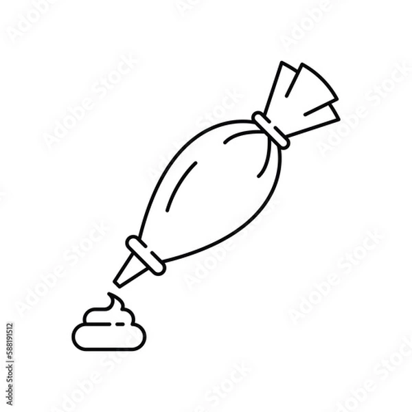 Fototapeta Icing bag with nozzle icon design. Frosting Pastry bag vector icon. Symbol, isolated on white background. vector illustration