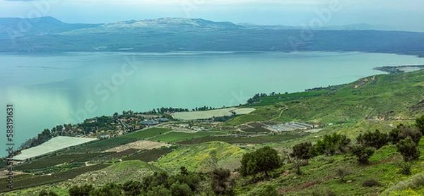 Fototapeta View from the top of the Kinneret lake from the side of kfar Haruv