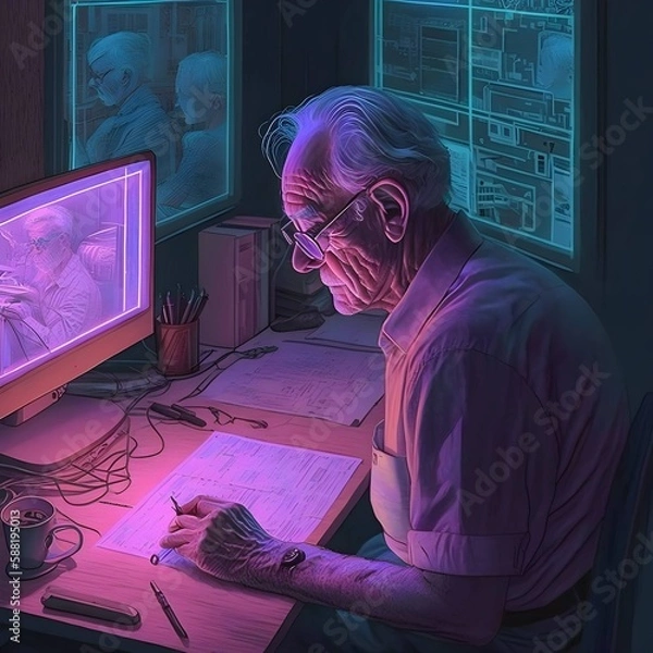 Fototapeta Grandfather's art space. Generative AI.
