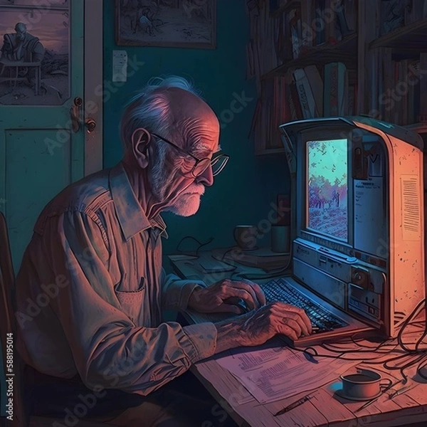 Obraz Grandfather's art space. Generative AI.
