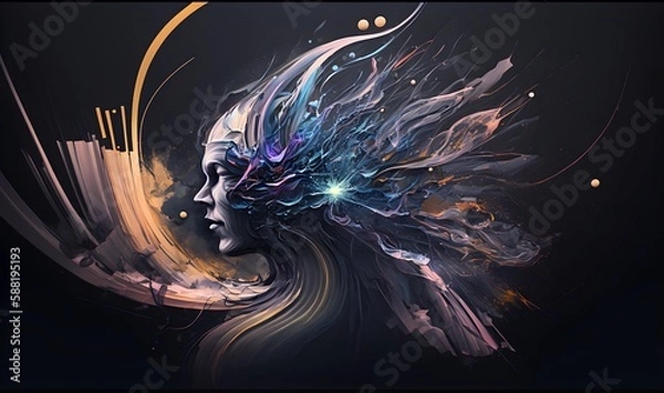 Obraz AI robots that become one with the galaxy. Generative AI.