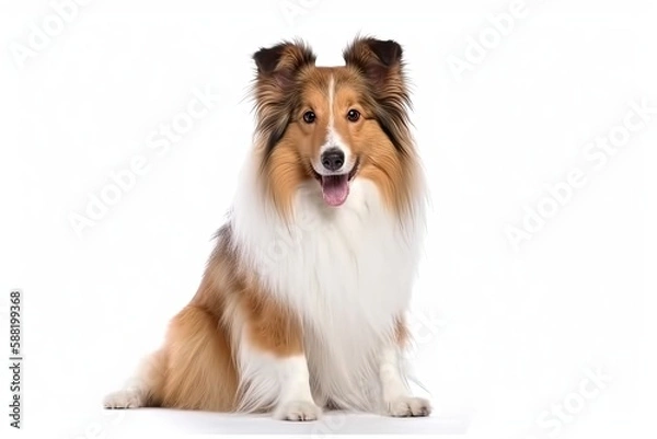 Fototapeta Shetland Sheepdog dog isolated on white background. Generative AI