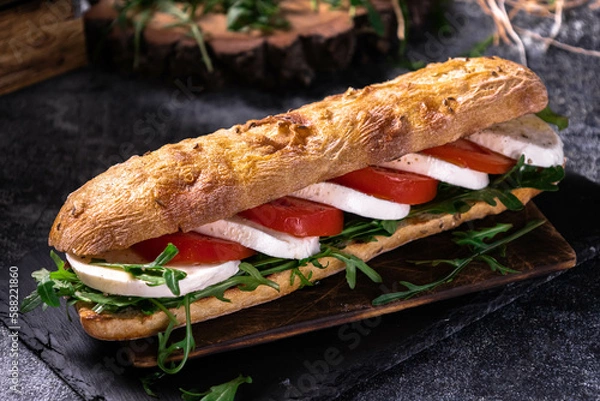 Fototapeta ham and sandwich on a plate