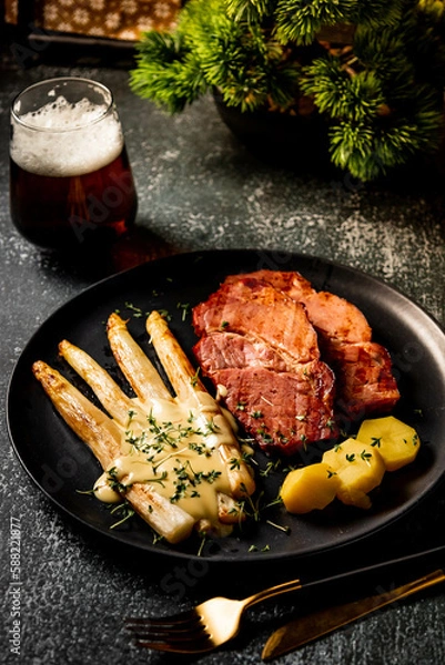 Obraz steak with asparagus