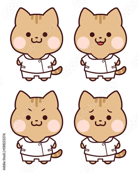 Obraz 看護師服を着たトラ猫セット