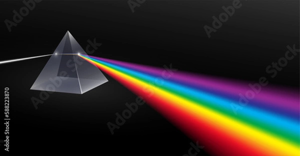 Fototapeta electromagnetic color prism light refraction spectral. 3d illustrator.