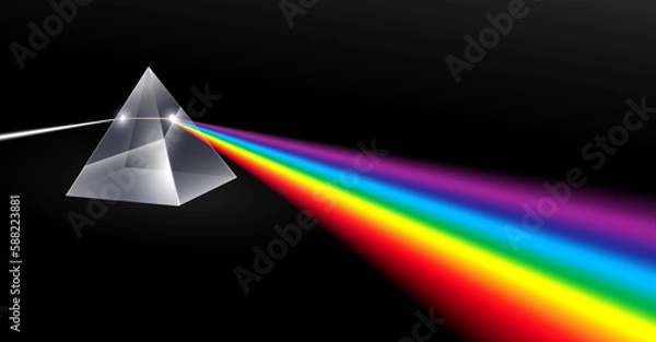 Fototapeta electromagnetic color prism light refraction spectral. 3d illustrator.