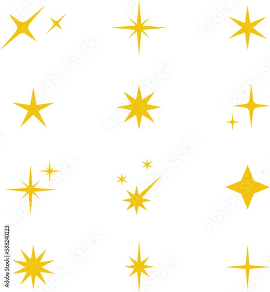 Fototapeta Star icon. Shiny and sparkle pictogram, blink glitter and glowing symbol. Vector night sky decorative boho elements isolated.