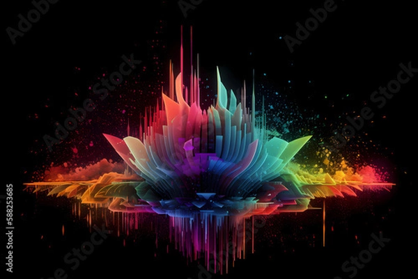 Fototapeta Festival Concept. Colorful Design. Abstract Soundwave explosion.  Sound. Electronic music. EDM. Created by generative AI