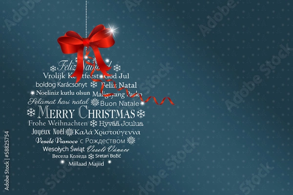 Fototapeta Postkarte mit Textkugel Weihanchten