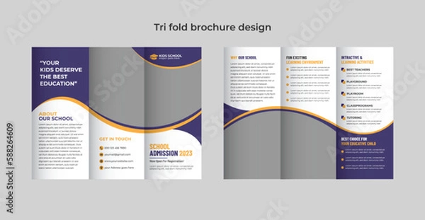 Obraz Vector school admission trifold brochure design template