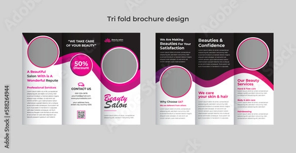Obraz Vector beauty salon trifold brochure design template