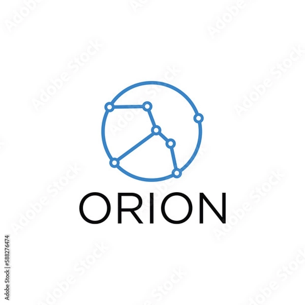 Obraz O letter logo with orion constellation concept and abstract design