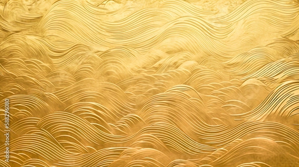 Fototapeta Złoty styl antyczny japoński styl tło generatywne AI