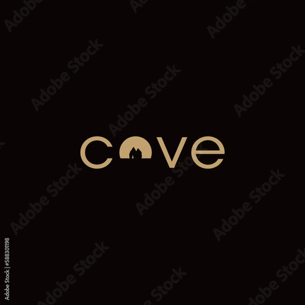 Fototapeta cave logo with logotype and wordmark design concept
