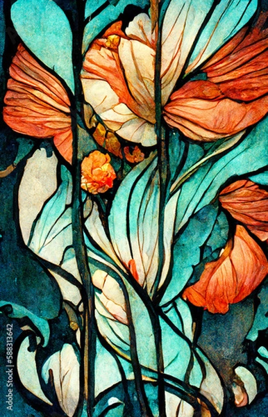 Obraz Stained Glass Flowers