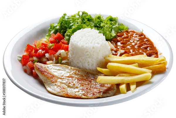 Obraz Rice beans grilled chicken steak salad